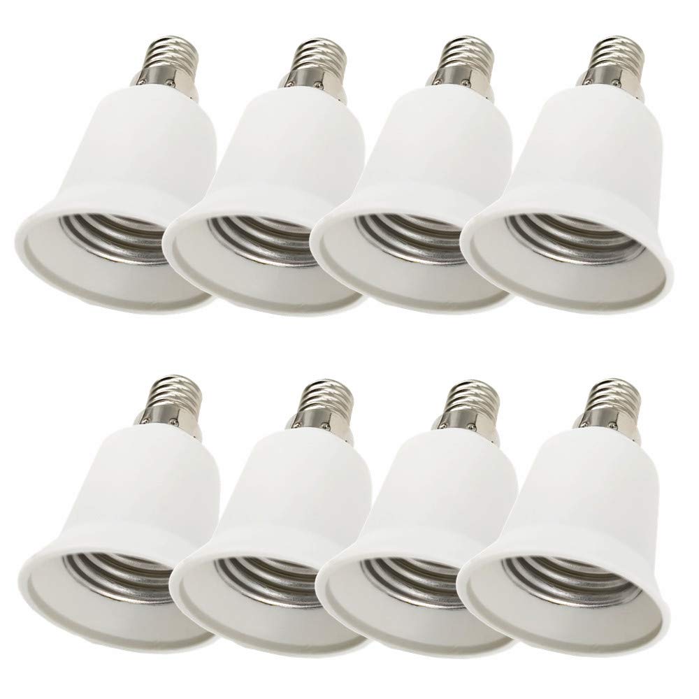 DZYDZR 8 Pack Lamp Socket Adapter Converter E14 to E27 Bulb Socket for LED Bulb
