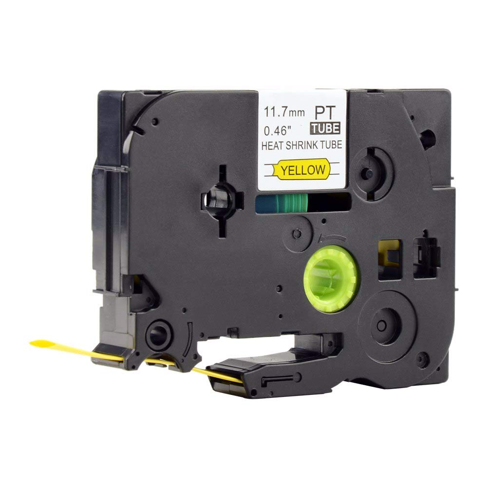 1PCS IDIK Black on Yellow 11.7mm HSe631 HS2-631 Heat Shrink Tubing Tape Compatible for Brother PT-H300 PT-E550 Label Printers