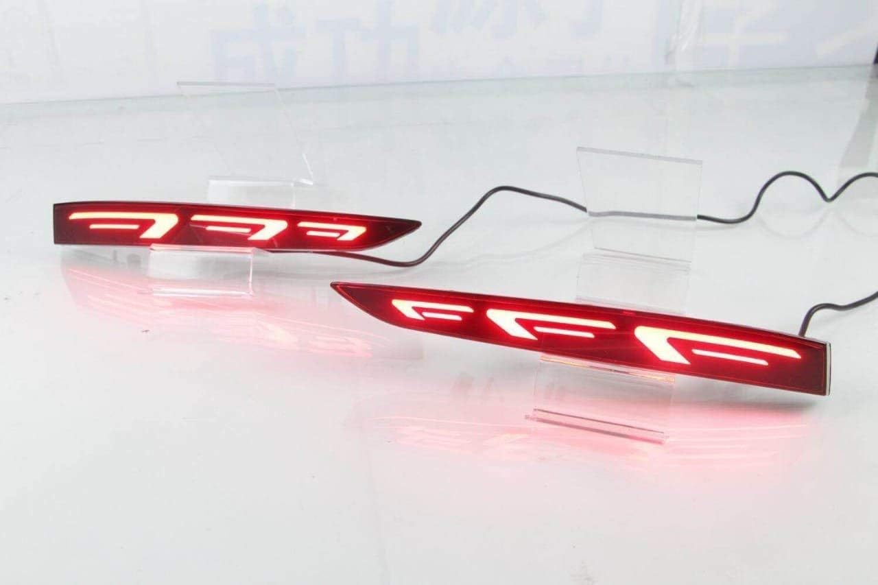 Automaze Car Matrix Drl Design Reflector LED Brake Light with Wiring for Bumper, Rear/Back, Compatible for Hyundai New Verna 2017-2019 (V2 Matrix Model), Red, Set of 2 Pcs