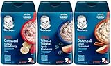Gerber Lil' Bits Baby Cereal 3 Flavor Variety Bundle: (1) Lil' Bits Oatmeal Banana Strawberry, (1) Lil' Bits Whole Wheat Cereal Apple Blueberry, (1) Lil' Bits Oatmeal Apple Cinnamon Cereal, 8 Oz. Each (3 Cereal Boxes)