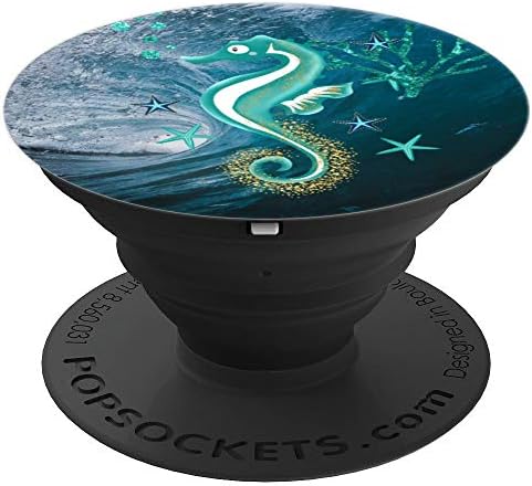 Turquoise seahorse pop socket ocean design for men women - PopSockets Grip and Stand for Phones and Tablets