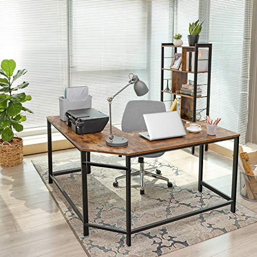 VASAGLE Computer Desk, LShaped Corner Desk, Study Writing Workstation