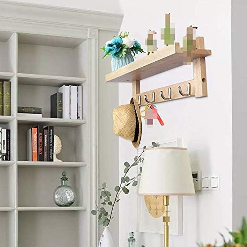 ウォールシェルフ, Floating Shelves,壁収納シェルフ, コートラックウォールシェルフ4フックの表示と