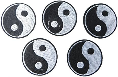 Govinda Trading Inc Taiji Yinyang Embroidered Iron On Patch Pack Of 5 2" X 2" Black And White