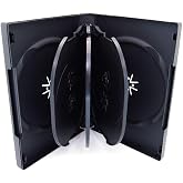 Maxtek Black 8 Disc DVD Cases with 3 Flip Trays and Outter Clear Sleeve, 10 Pack