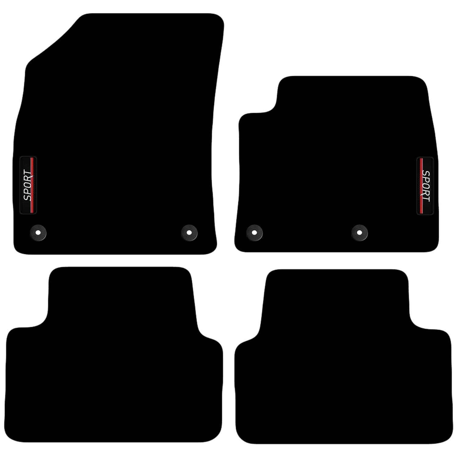 Carsio Carpet Car Mats For Vauxhall Crossland X 2017+ Onwards with Sport logo Tailored Fit Floor Mat Complete Accessory Custom Fitted - All Weather, Anti-Slip Backing & Black Trim