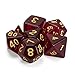Wiz Dice Blood Lust Set of 7 Polyhedral Dice, Translucent Dark Crimson Red Tabletop RPG Dice with Clear Display Box