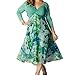 Sueetyus Women's Plus Size Floral Print Round Neck Long-Sleeved Party Beach Dresses XXXLarge