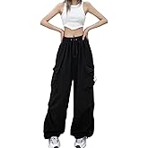 FENGQIYUNHAI Cargo Pants Women Baggy Parachute Pants Woman Mutil Pockets Loose Fit Y2K Casual Pants for Women