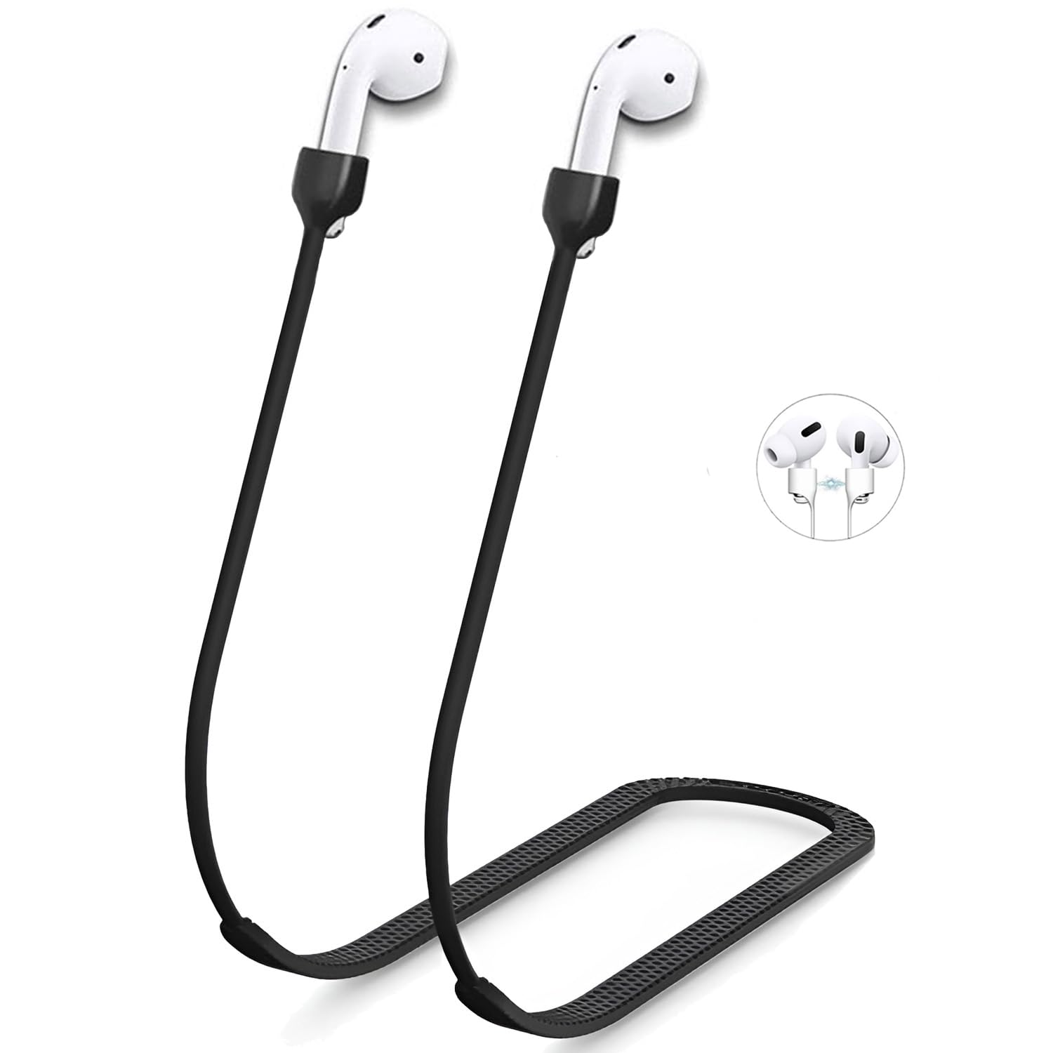 Photo 1 of QYTOJQX Airpods Strap Magnetic Anti-Lost Cord Leash Sports Lanyard, Soft Silicone Neck Rope Earphone String, Compatible for Airpods Pro/3/2/1 (Black)