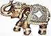 Feng Shui Brass Color 6 Elegant Elephant Trunk Statue Wealth Lucky Figurine Home Decor Gift US Seller (14832)