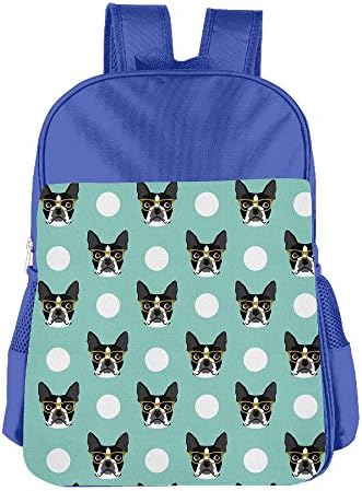 Gibberkids Kid Boston Terrier Bulldog School Backpack Bookbag Boys/Girls For 4-15 Years Old RoyalBlue