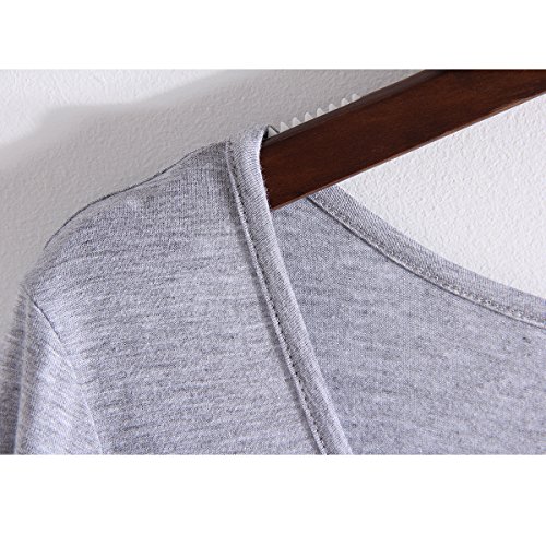 LUFENG Women's Casual V Neck T-shirt Short Sleeve High Low Tunic Loose Blouse Tops with Pocket