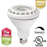 PacLights PAR30 LED Flood Light Bulb, 75w Replacement (800 lumen), 11-Watt, Dimmable, Warm White, for 5-6 inch Recessed Can, E26 Medium Base, UL Listed