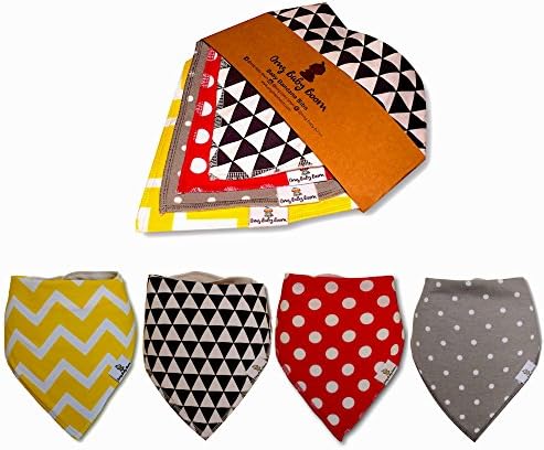 Omg Baby Boom - Baby Bandana Drool Bibs with Snaps - Handkerchief Bibs For Babys - Unisex 4-Pack - Organic Cotton - Keep Infants and Dry & Clean While Teething while Bottle Feeding โ Gift for New Mom