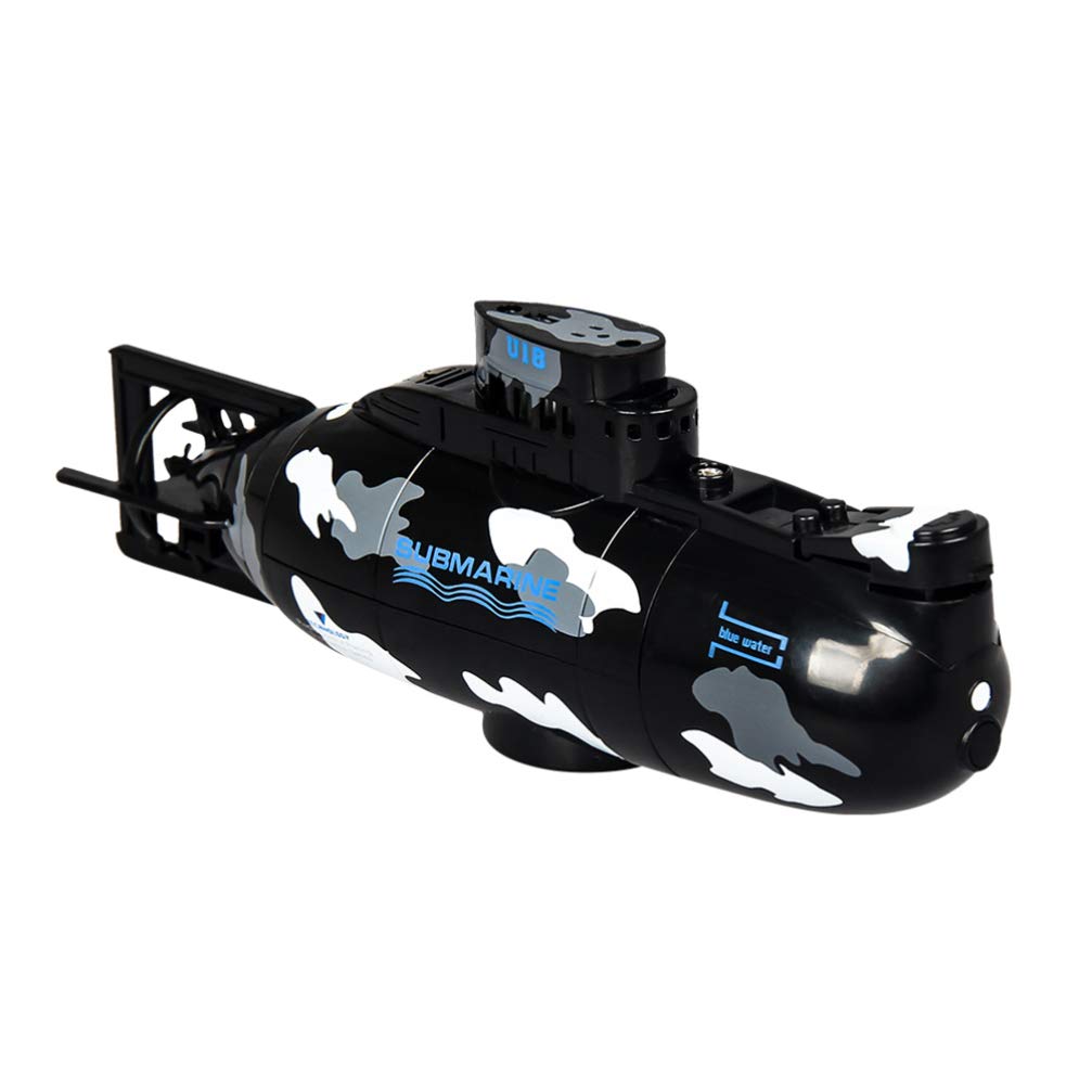 Toyvian Mini RC Submarine Remote Control Boat Ship Model 3.7V Electronic Water Toy Waterproof Diving for Swimming Pool Fish Tank Kids present (Black)