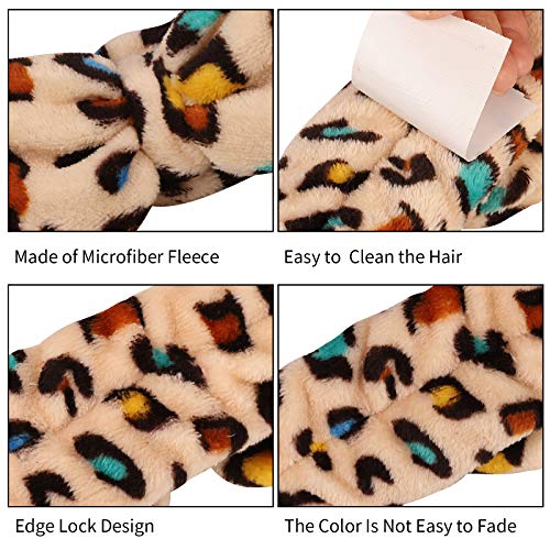 9 Pack Spa Headband Facial Makeup Headband, Coral Fleece Cosmetic Headband Face Wash Headband , Bow Hair band for… - Image 3