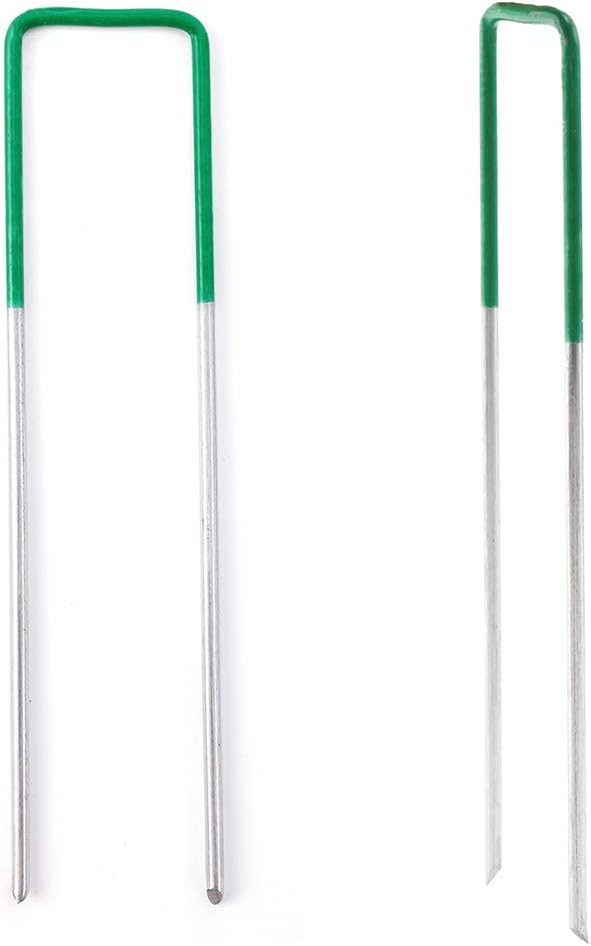 Artificial Grass Turf U Pins Galvanised Metal Pegs Staples Weed Garden Bevelled (U pins, 50, pegs), green - Image 3