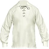 DSS Kilts-Jacobite Ghillie Kilt Shirt for Men – Long Sleeve Lace-Up Highland Kilt Shirt, American Sizes Big and Tall S-7XL