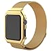 PINHEN for Apple Watch Band with Protective Case Strong Magnetic Milanese Loop Stainless Steel Bracelet Replacement iWatch Strap for Apple Watch Series 3 2 1 Nike+ Sport and Edition (Gold, 38MM)