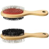 Combo Pin & Bristle Grooming Brush for Dogs and Pets with Durable Handle