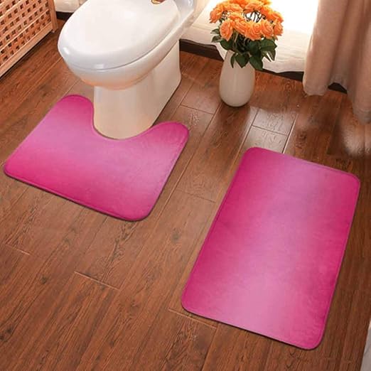 Amazon Com Ahuimin Ombre Non Slip Memory Foam Bathroom Rugs Princess Pink Medieval Colors Inspired Fuchsia Modern Design Ombre Digital Print Image Non Slip Bath Shower Rug And U Shaped Toilet Mat Pink
