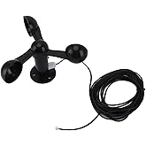 BORDSTRACT Wind Speed Detector, Accuracy Three Cups Waterproof Cable Wind Measurement Anemometer Sensor Replacement for Outdo