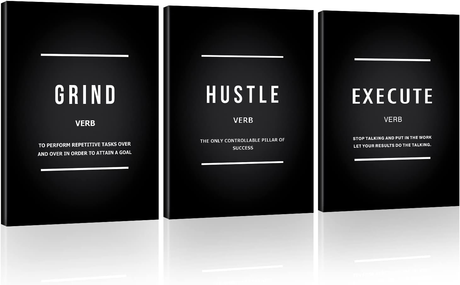 Wall Décor - Minimalism Motivation Hustle Grind Execute Verb Wall Art, Inspiration Quotes Canvas Reminder Decor Positive Affirmation Poster Success Wall Hanging Picture Encouraging Gift for Home Office Workplace