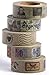 Washi Tape Set (Japanese Masking Tape) by MIKOKA, 0.6 Inches Wide, 32.8 Feet Long, 5 Rolls - Antique Dark-2