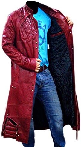 Men's Guardians Of The Galaxy Vol. 2 Star Lord Chris Pratt Jacket/Coats Collection (S, gog-Maroon-Trench-Coat-PU-Leather)