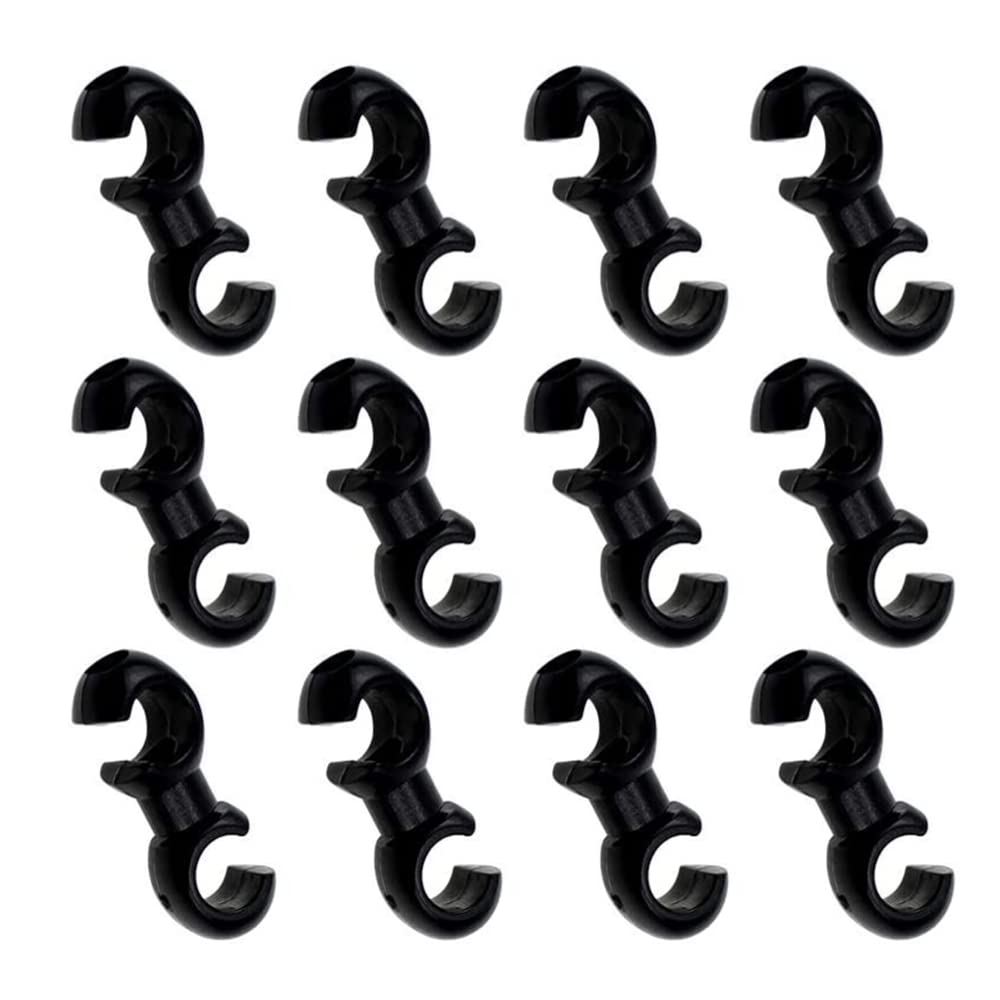 Newnewone 24 Black Plastic Rotating S-Hook Bike Cable Clips, 360° Rotating Clips, Clamps, Bicycle Buckle Hose Brake Gear Cable Housing Fixing Holder Guide for Cycling Bicycle MTB