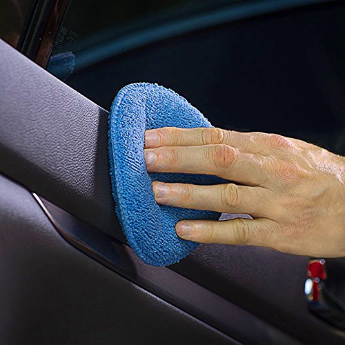 Oda Standard Microfiber Applicator Pads Ultra-Soft Round Microfiber Wax Applicator Pads for Car Polish, Light Blue 12.5cm