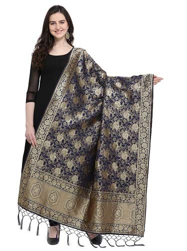 VAIVIDHYAM Womens Silk Dupatta (3_Blue_one Size)