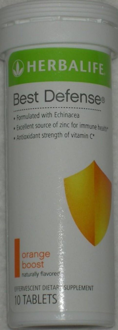 New Herbalife Best Defense Orange Boost 10 Tablets Formulated with Echinacea, Vitamin C Zinc Support Immune System, Antioxidant