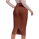 HQBORY Midi Bandage Skirt Back Split High Waist Bandage Pencil Skirt