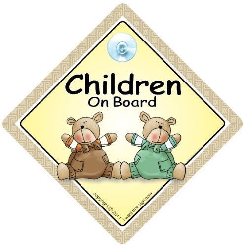 Children On Board Car Sign, Children On Board Sign, Children On Board Car Sign, Car Sign, Brown & Green Bears, Baby on Board, Baby Signs, Baby Car Signs, Baby on Board Sign, Kid's On Board Sign, Baby Car Signs, Decal, Bumper Sticker