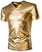 Seastar Mens Metallic V-Neck T-shirts with Short Sleeve Gold Black Silver(Order 2 sizes larger)