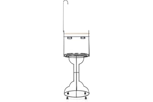 cozivvovv 72" Parrot Stand Large Bird Playstand, Wood Perch with Easy Grip Pet Products,Stainless Steel Tray Bowls Toy Hook Rolling Wheel, Wrought Iron Bird Play Ground Rolling Stand