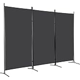 FDW 3-Panel Room Divider Privacy Screen, 6FT Portable Folding Partition with Metal Frame (102" W x 70" H) for Office/Home Use, Grey