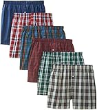 BVD Men's 6 Pack Tartan Boxer, Multi, Medium 32-34