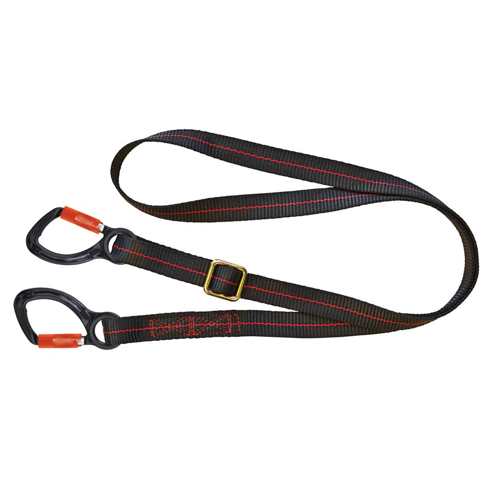 JSP Pioneer Adjustable 2m Restraint Lanyard+Flat Webbing+2 Kara (FAR0208), Black, 1 m à 2 m