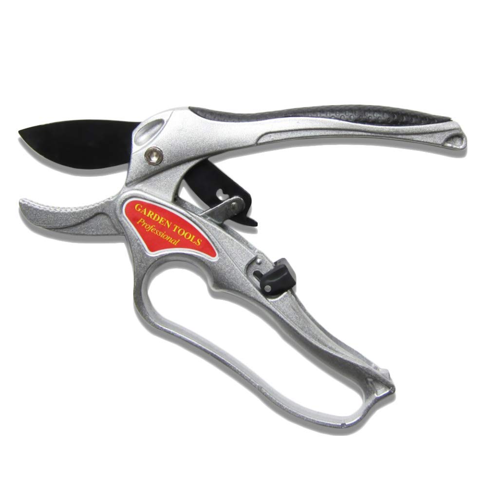 APRIL 14TH Professional Pruning Shears By Ratchet Mechanism, Sharp Tree Trimmers Secateurs Hand Pruner Clippers with Safety Lock - Great for Weak Hands (orange)