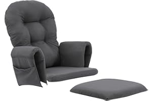 5-Piece Nursery Glider Chair Cushion Set - Removable & Washable Suede with Side Pockets (Dark Gray)