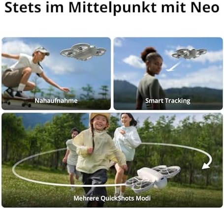 Neo Motion Fly More Combo – Mini Drohne mit Kamera 4K UHD Für Erwachsene, 135g, Follow-Me, Handstart, Motivverfolgung, QuickShots, Integrierter Propellerschutz, C0, mit RC Motion 3 und 3 Akkus