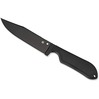 Amazon.com : Spyderco Bow River Fixed Blade Outdoor Hunting Knife with 4.40 8Cr13MoV Stainless Steel Blade and Handcrafted Leather Sheath - PlainEdge