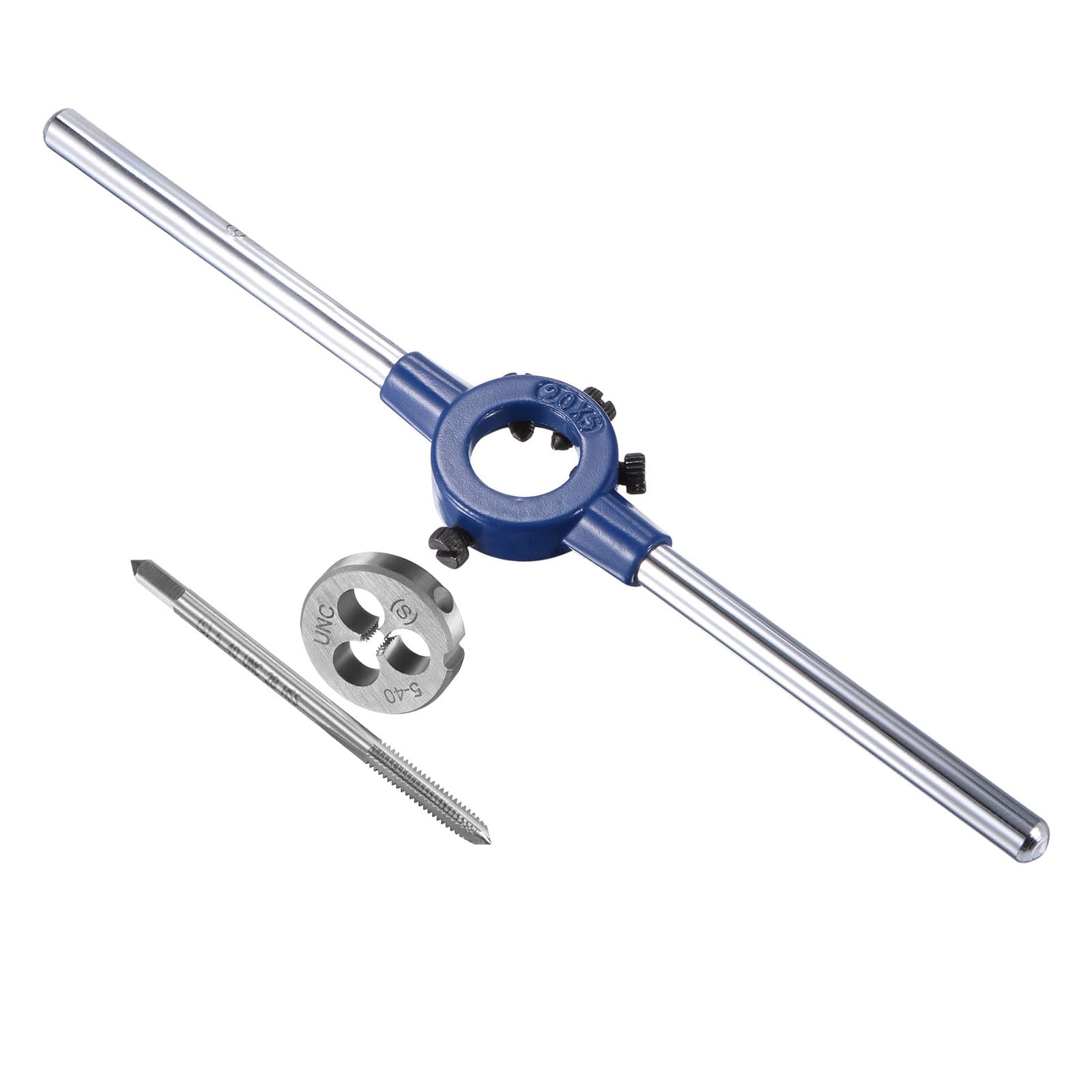 CoCud Tap and Die Stock Handle Set, 5-40 UNC Die & Fit 11mm-20mm OD / M3-M4 Die, High Speed Steel Thread Tapping and Wrench Tool Kit - (Applications: for Threading Repairing)