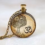 Namaste Necklace , Om Yoga Pendant , Zen Tree Pendant Charm