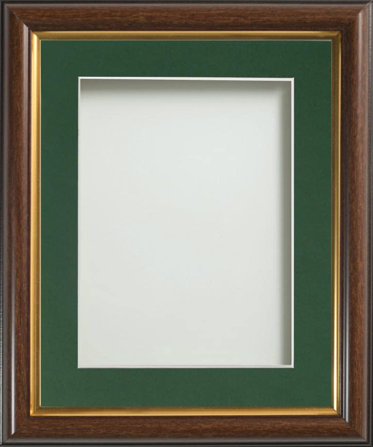 Frame Company Eldridge Mahogany Photo Frame with Bottle Green Mount, 8x6 for 6x4 inch, fitted with perspex — image 1