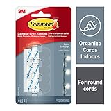 Command Round Cord Clips, Clear, 4-Clips (17017CLRES)