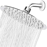 High Pressure Shower Head, 8 Inch Rain Showerhead, Ultra-Thin Design-Better Pressure Boosting, Awesome Shower Experience Even At Low Water Flow, Nearmoon High Flow Stainless Steel Rainfall Shower Head